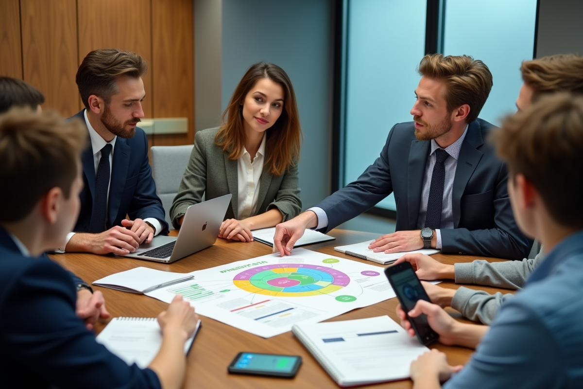 Groupe de jeunes professionnels collaborant autour d une table