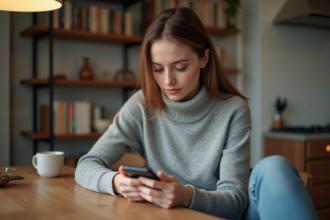 Jeune femme utilisant son smartphone pour gérer la securite