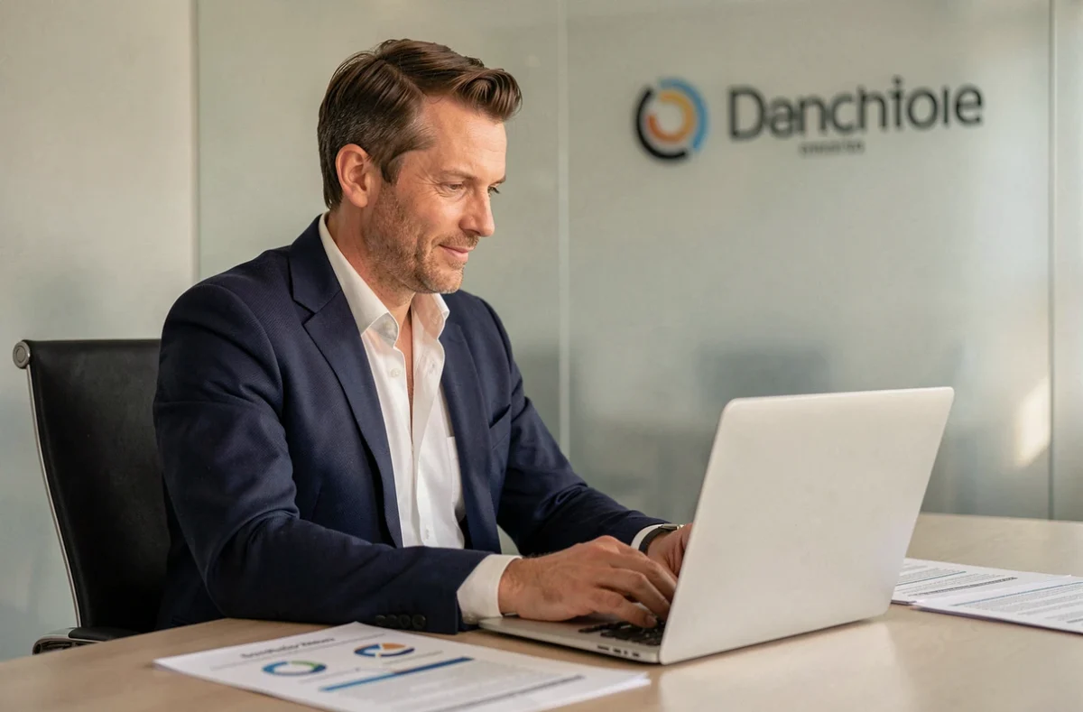 Consultant en développement web de GND Consulting analysant une proposition de projet numérique dans une salle de réunion moderne