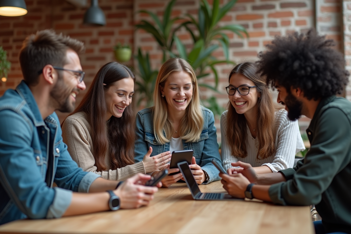 Groupe diversifié collaborant dans un espace de coworking moderne
