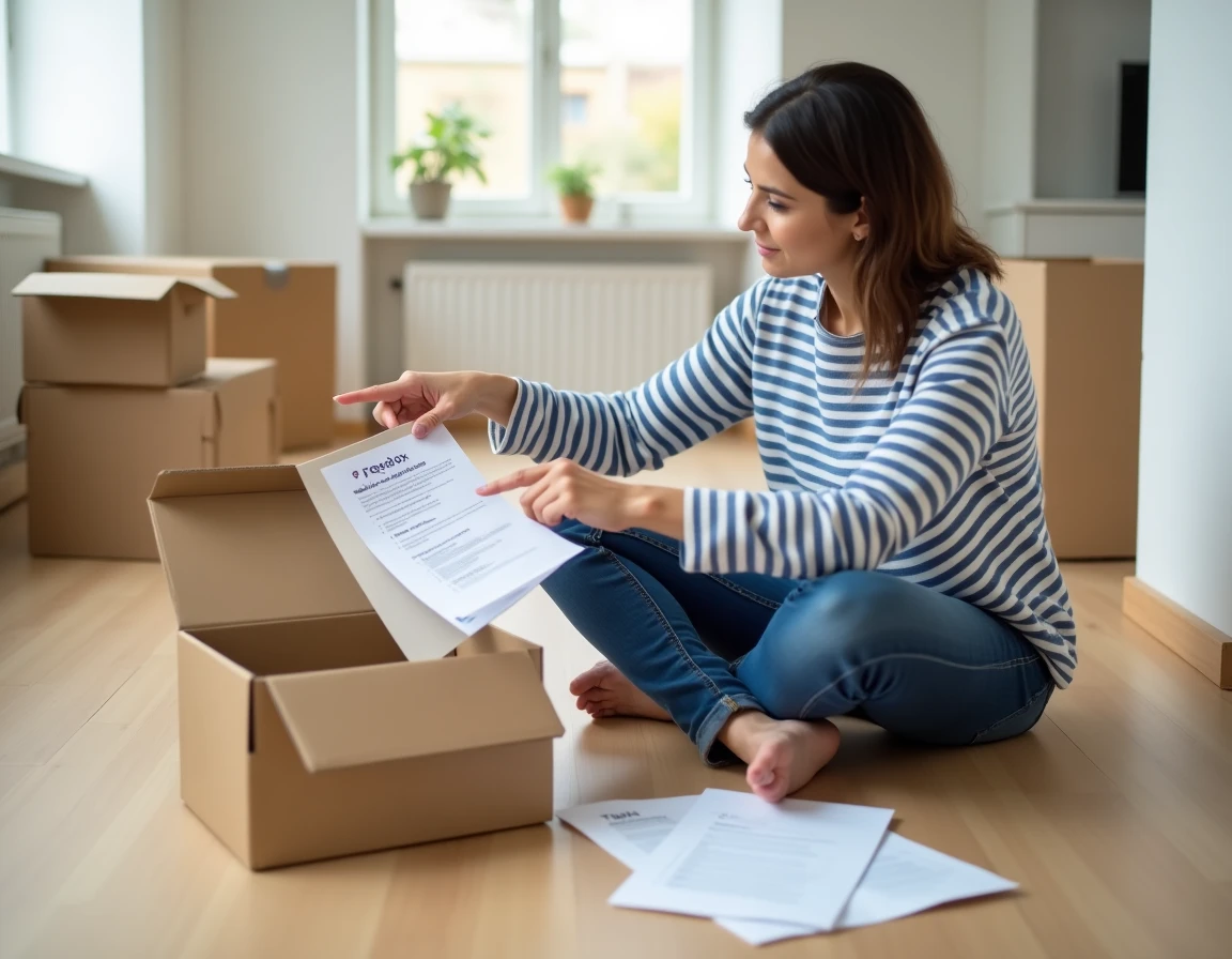 Femme consultant le guide d'installation Freebox pour trouver le mot de passe WiFi par défaut