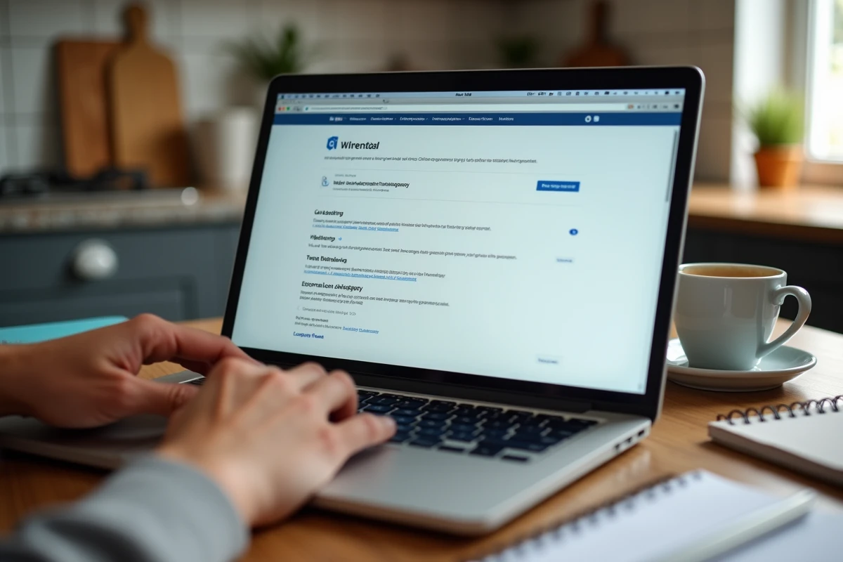 Gros plan sur un écran d'ordinateur portable avec les paramètres du navigateur ouverts pour accélérer le webmail Free